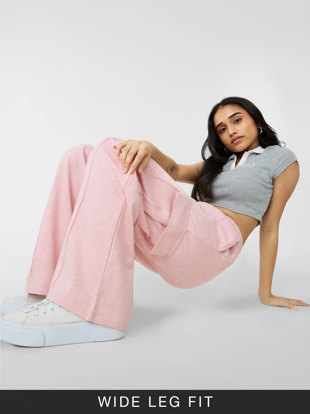 Wide Leg Joggers: Blush Pink