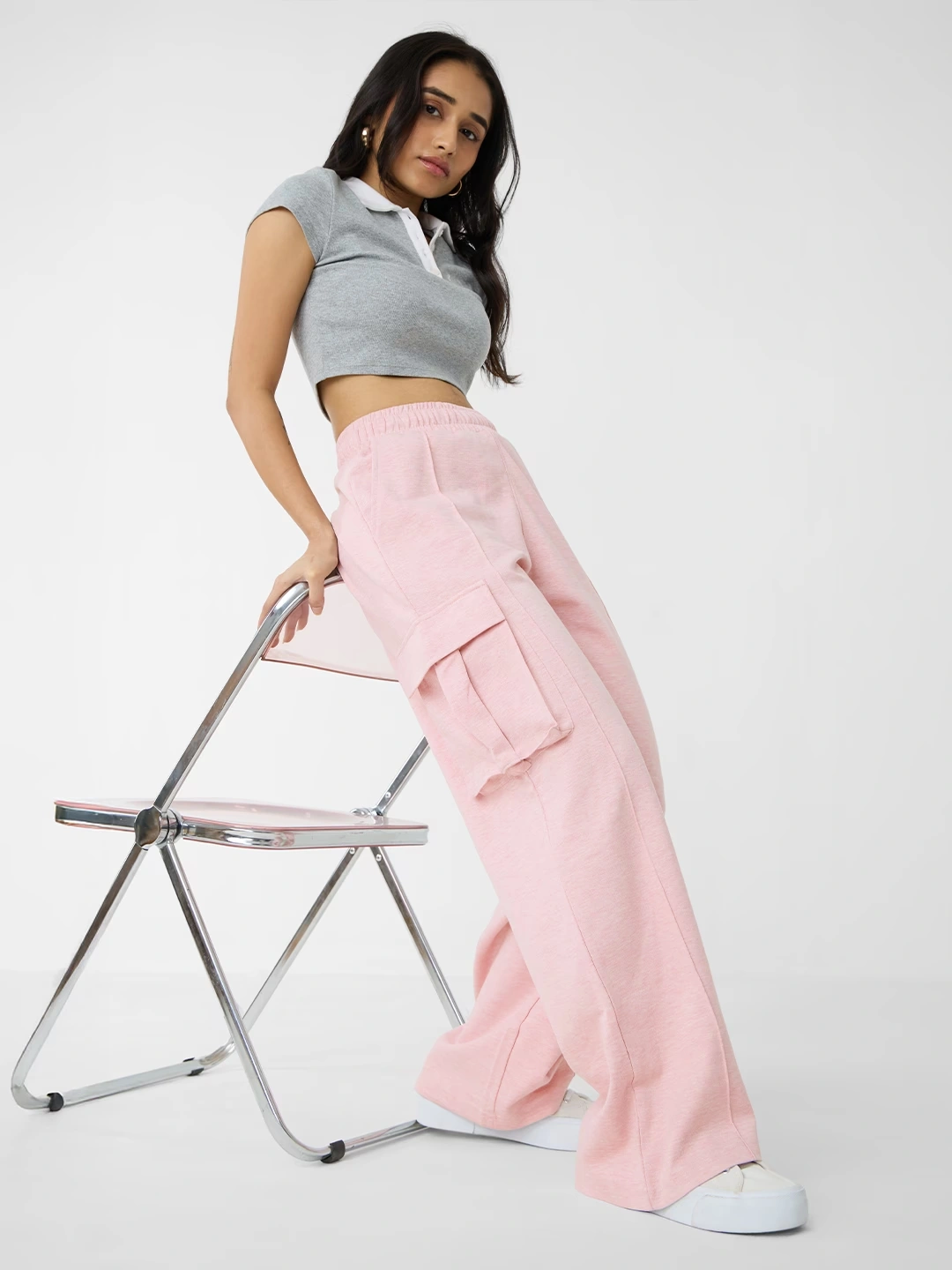 Wide Leg Joggers: Blush Pink