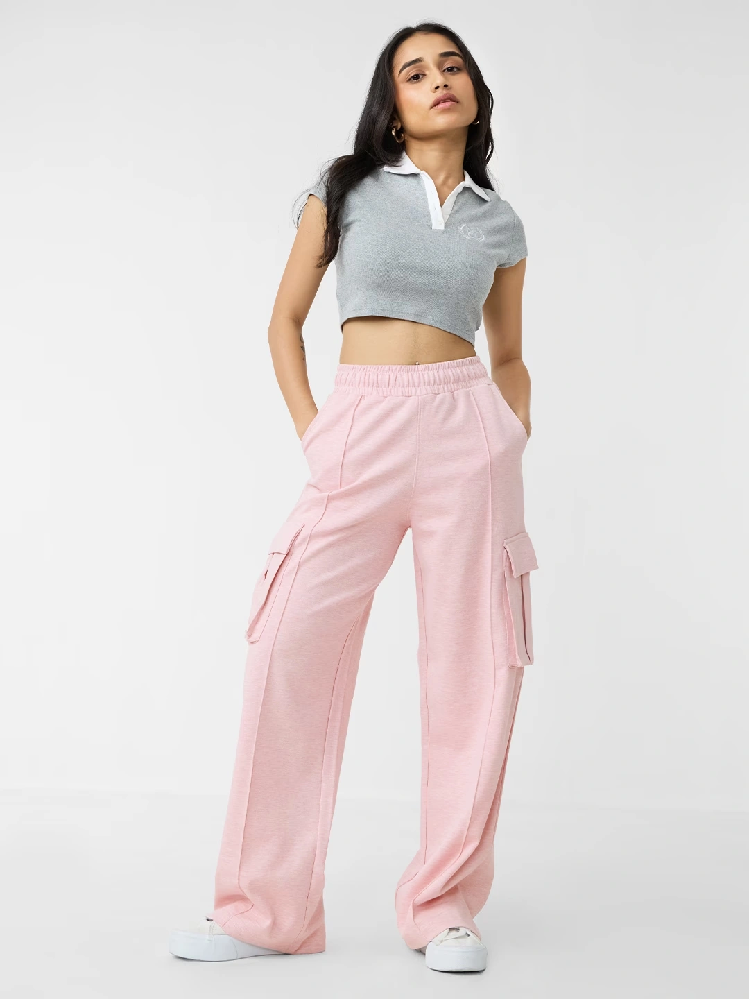 Wide Leg Joggers: Blush Pink
