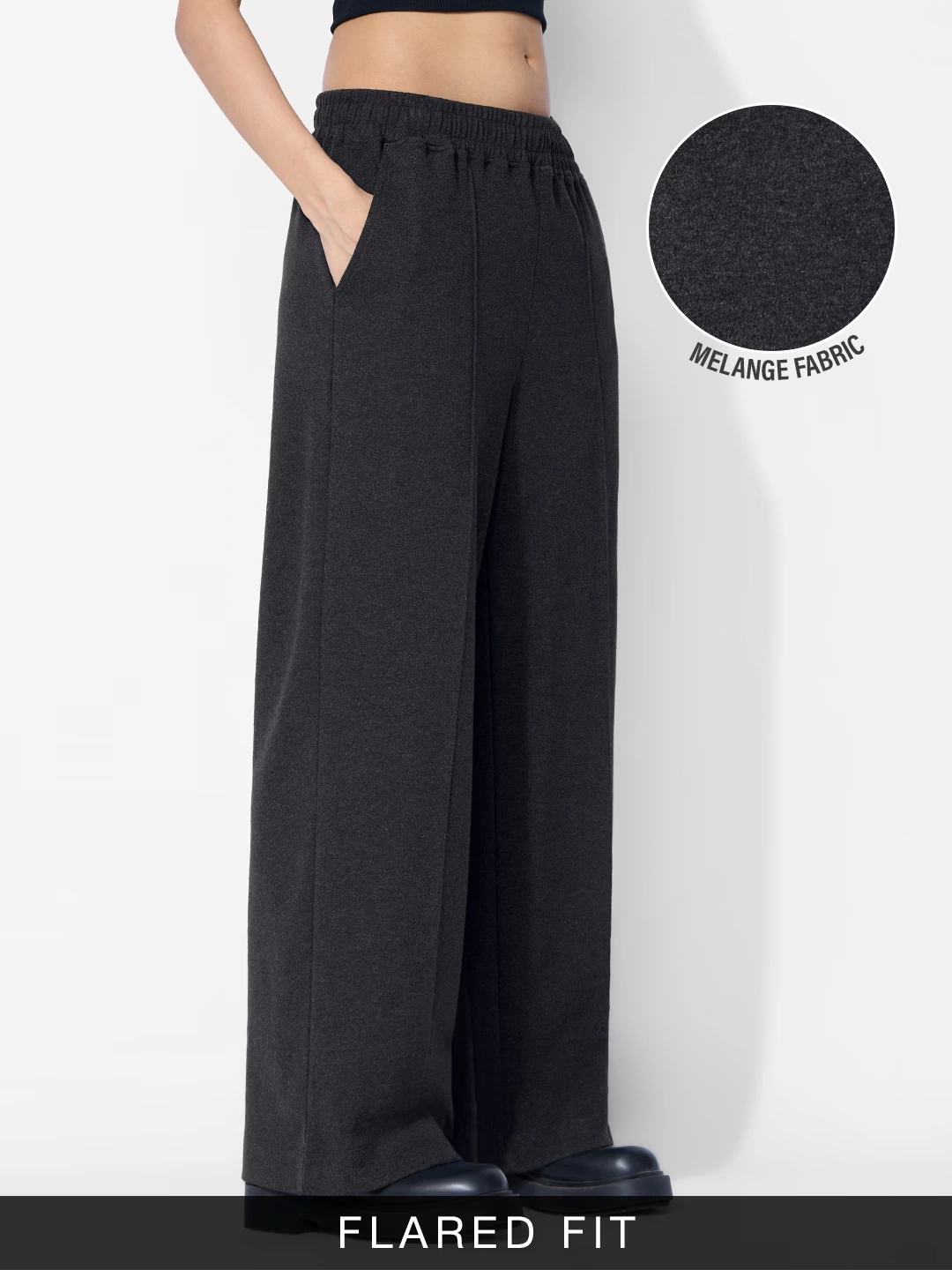 Flared Jogger: Black Melange
