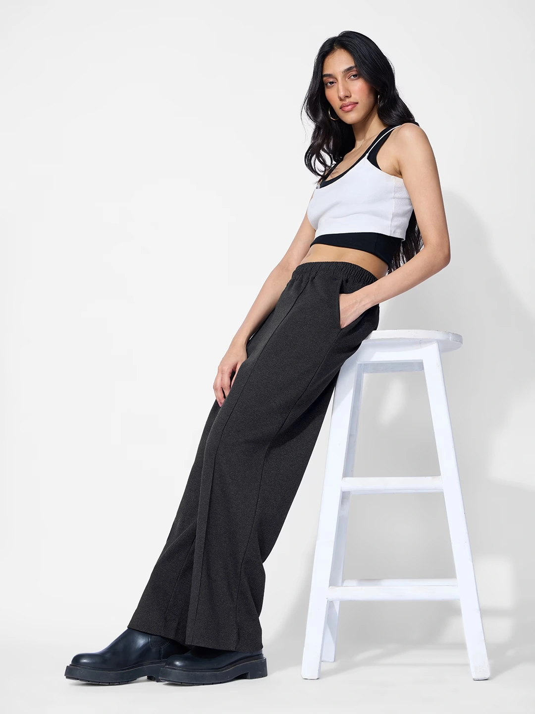 Flared Jogger: Black Melange 3 Flared Jogger: Black Melange