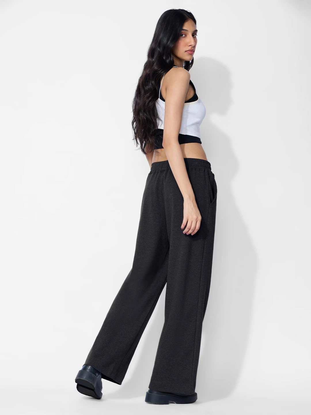 Flared Jogger: Black Melange 4 Flared Jogger: Black Melange