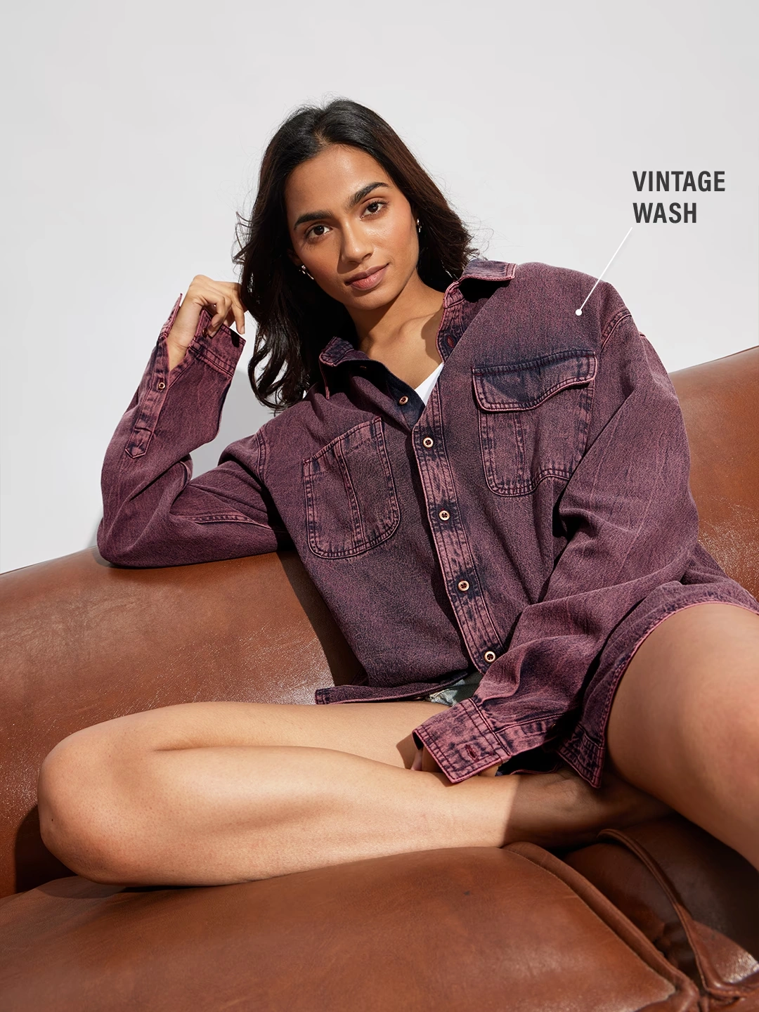 Classic Denim Shirt: Berry Blush