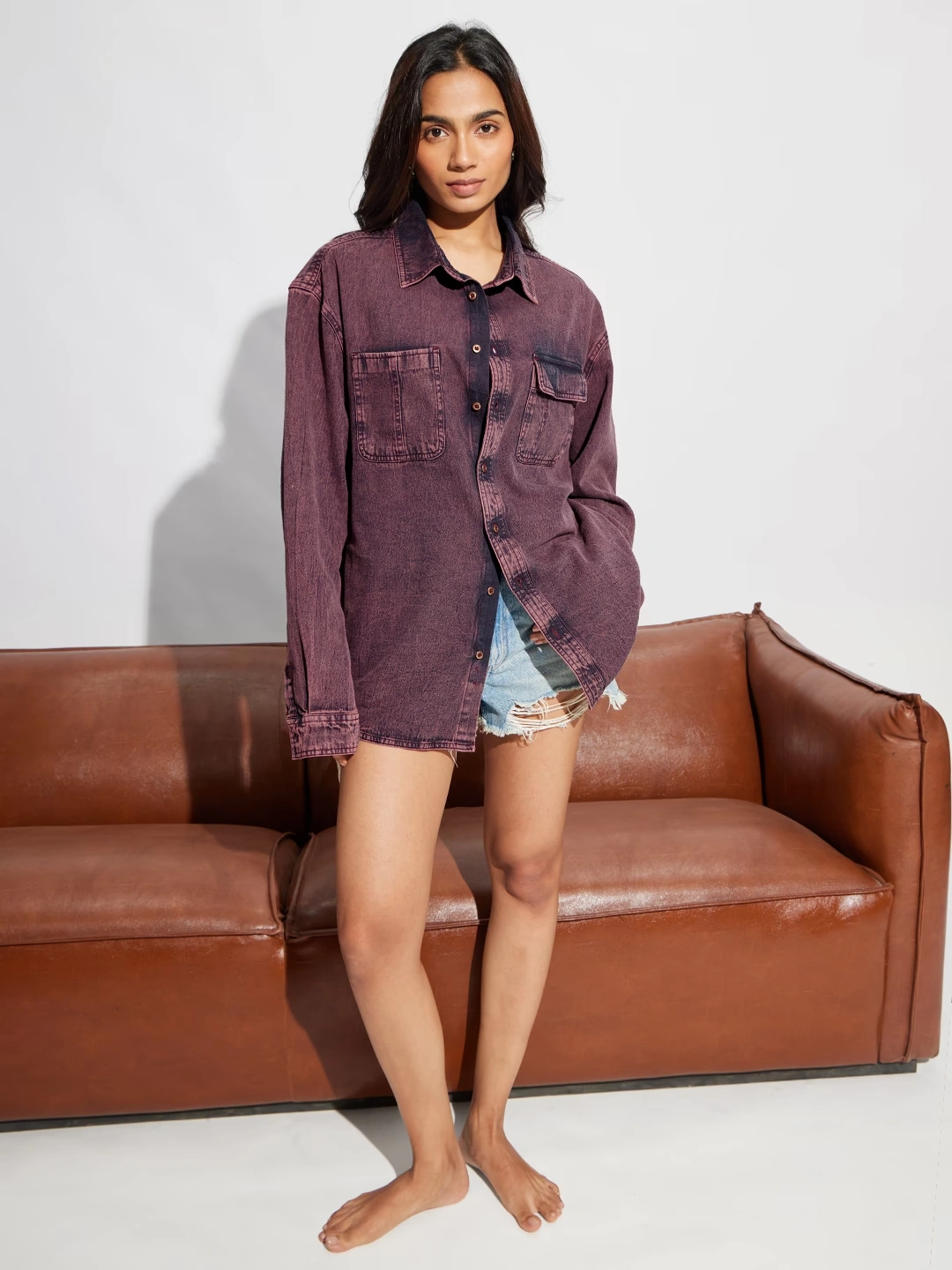 Classic Denim Shirt: Berry Blush 4 Classic Denim Shirt: Berry Blush