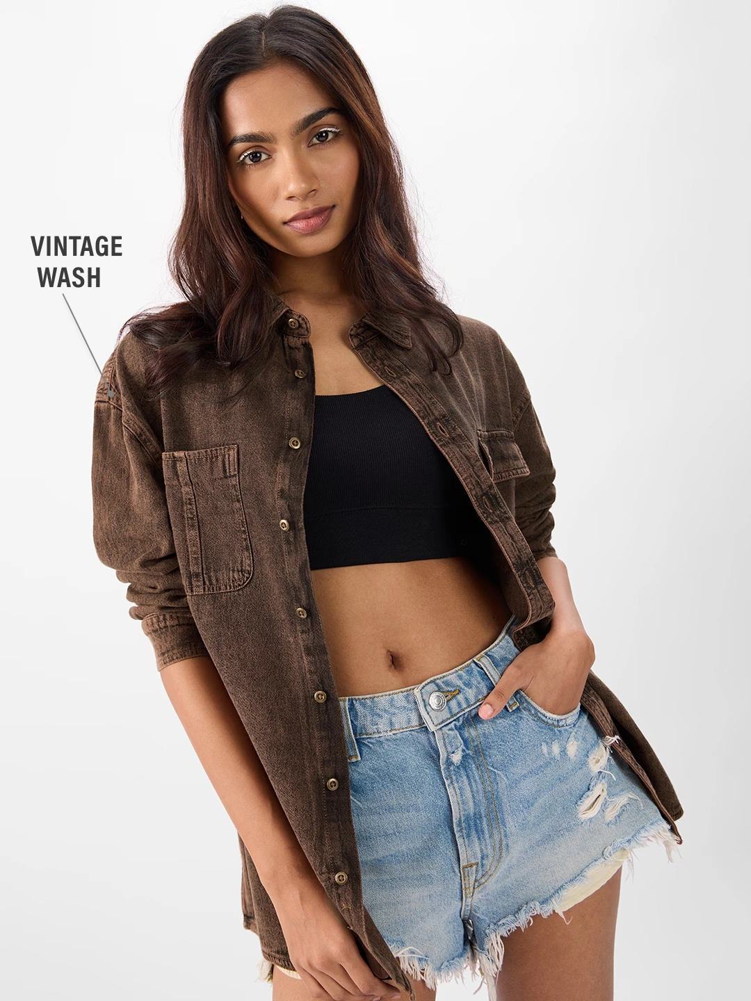 Classic Denim Shirt: Light Cocoa Brown