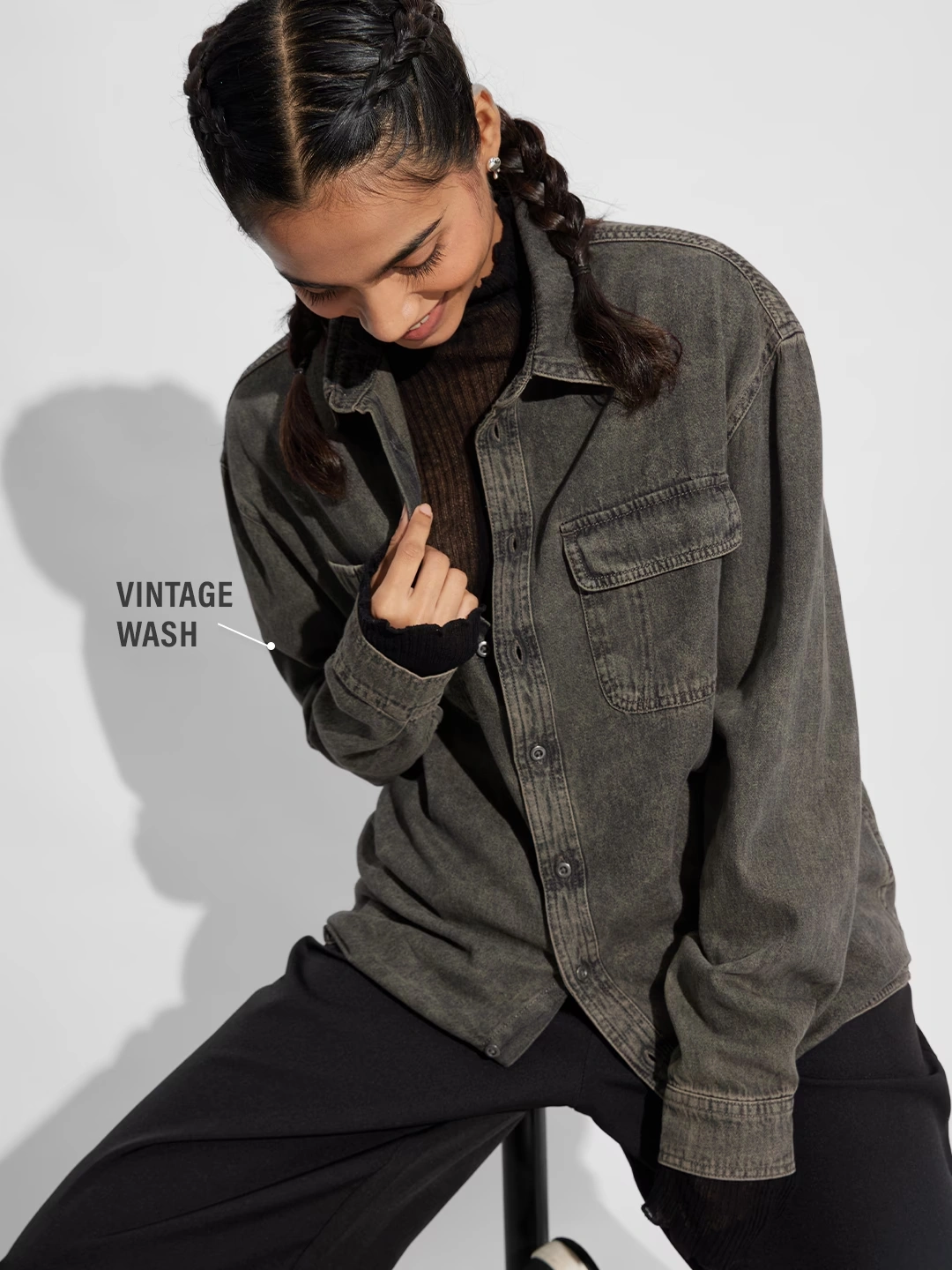 Classic Denim Shirt: Forest Green