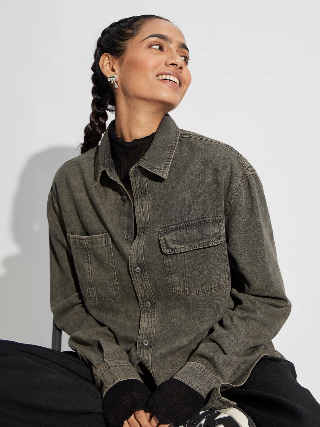 Classic Denim Shirt: Forest Green 3 Classic Denim Shirt: Forest Green