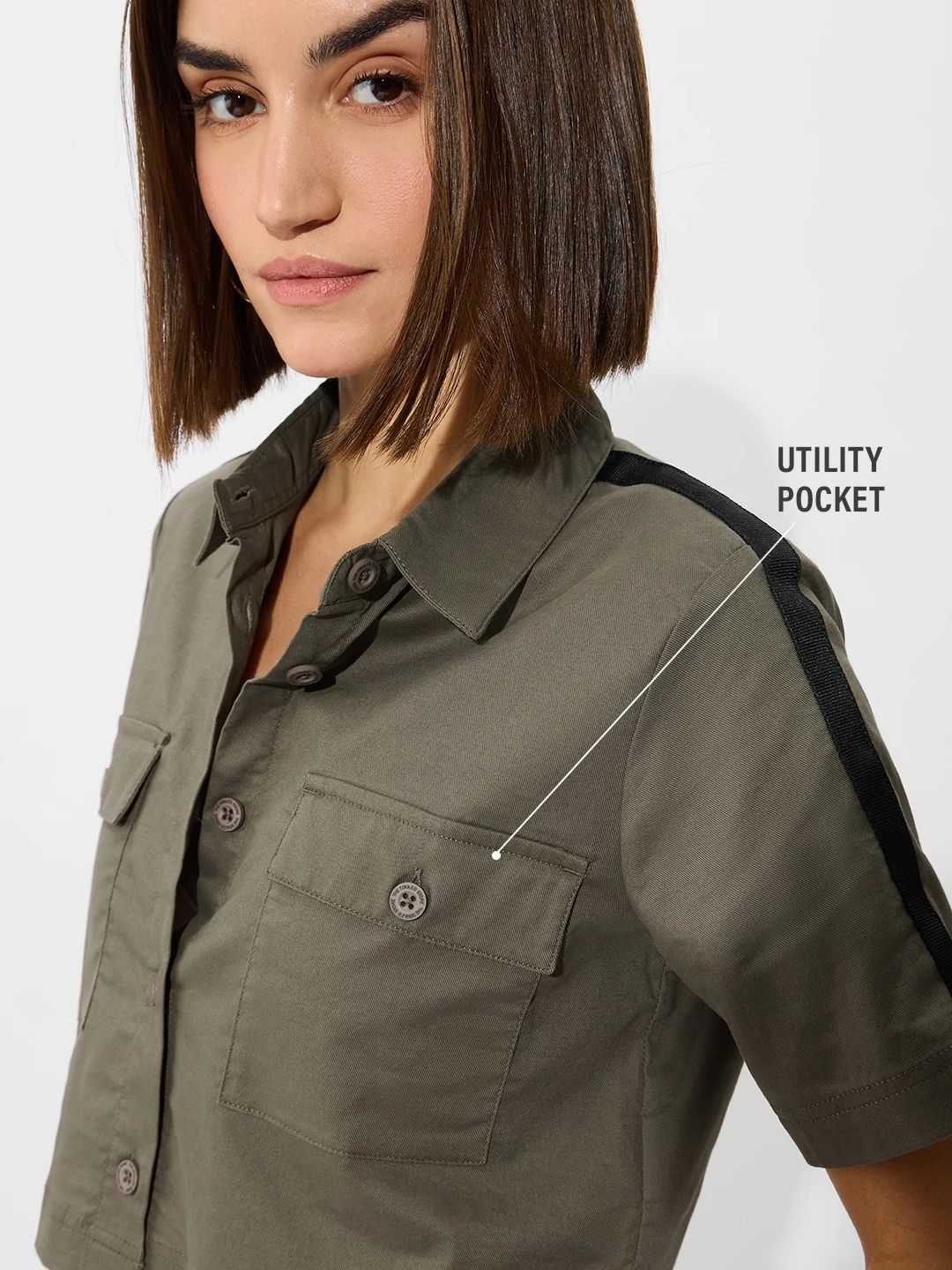 Cropped Shirt: Olive