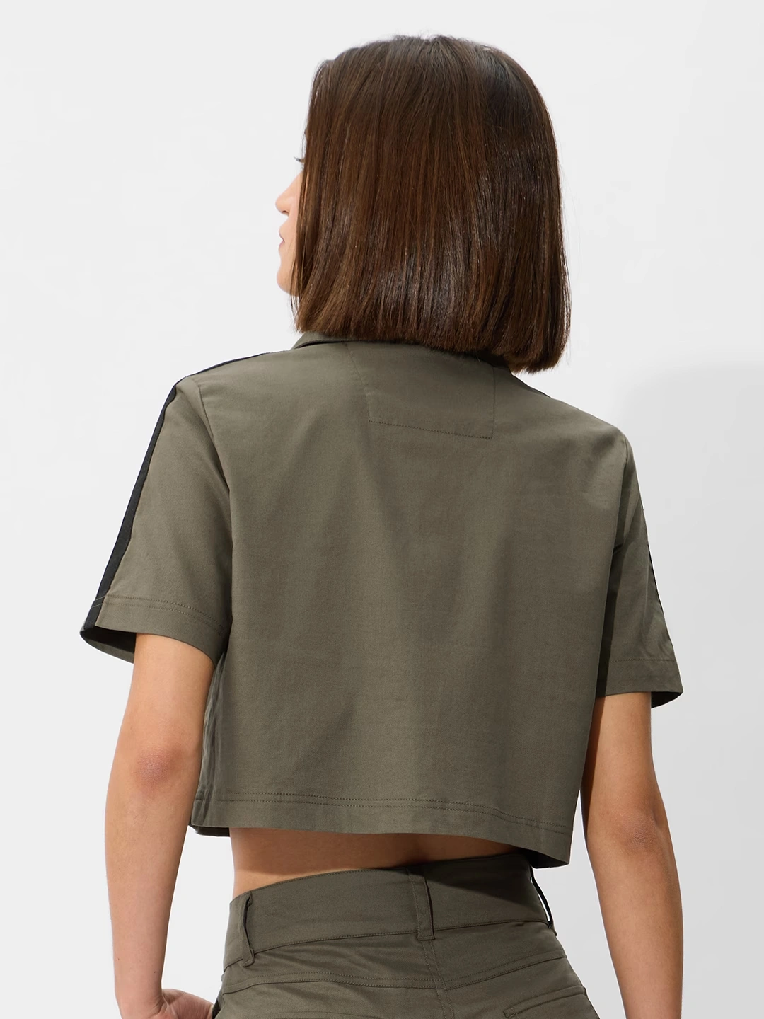 Cropped Shirt: Olive 4 Cropped Shirt: Olive