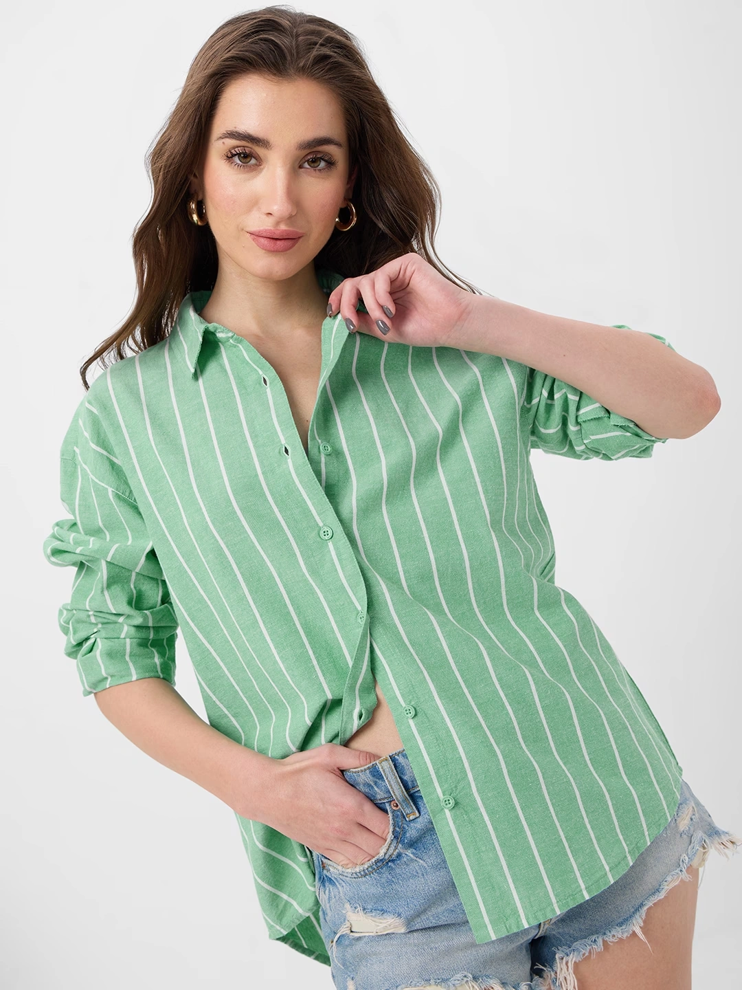 Cotton Linen Stripes: Celadon