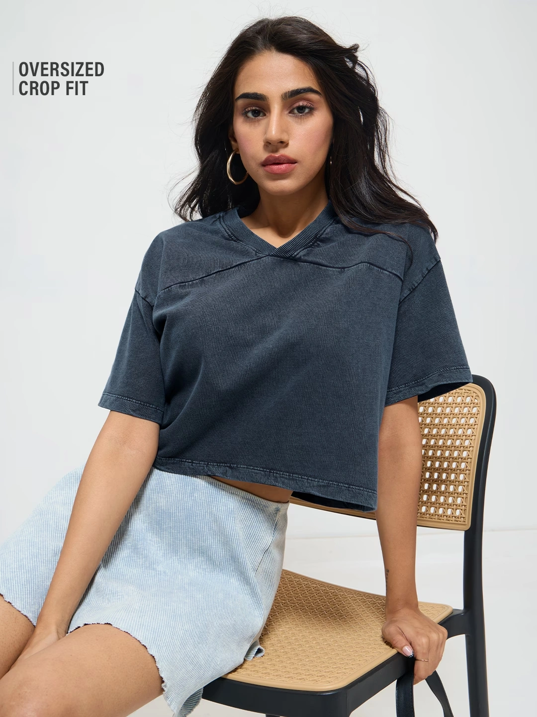 Acid Wash Tee: Blue