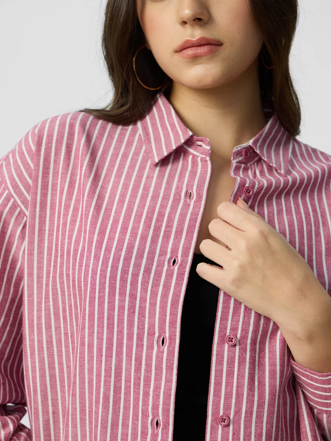 Cotton Linen Stripes: Roselle