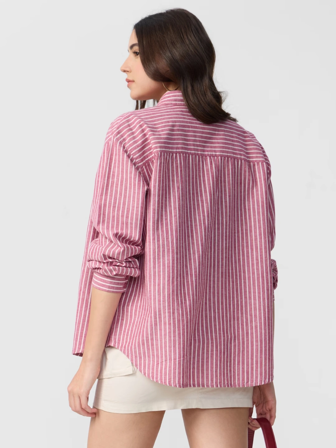 Cotton Linen Stripes: Roselle