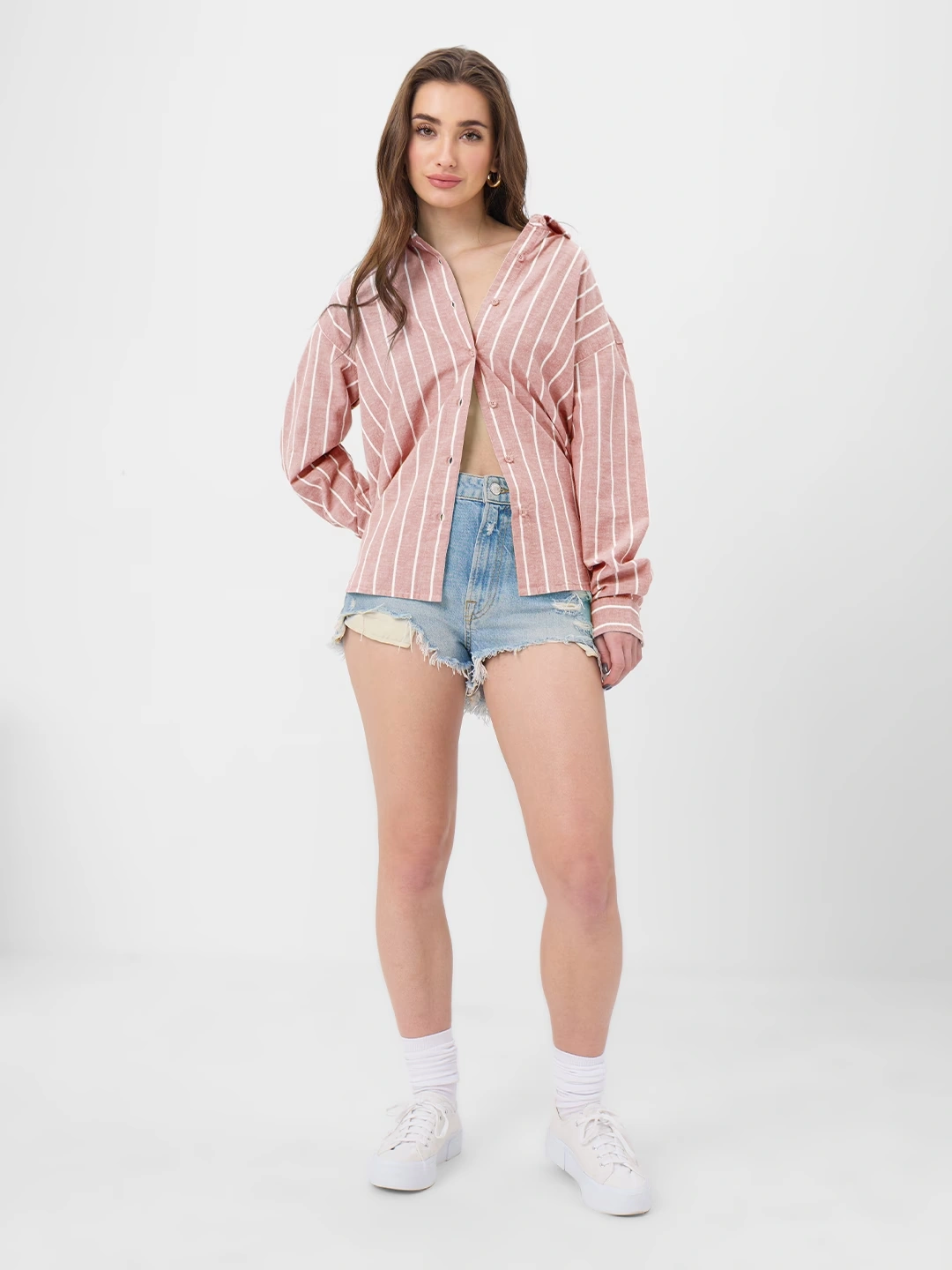 Cotton Linen Stripes: Cardinal