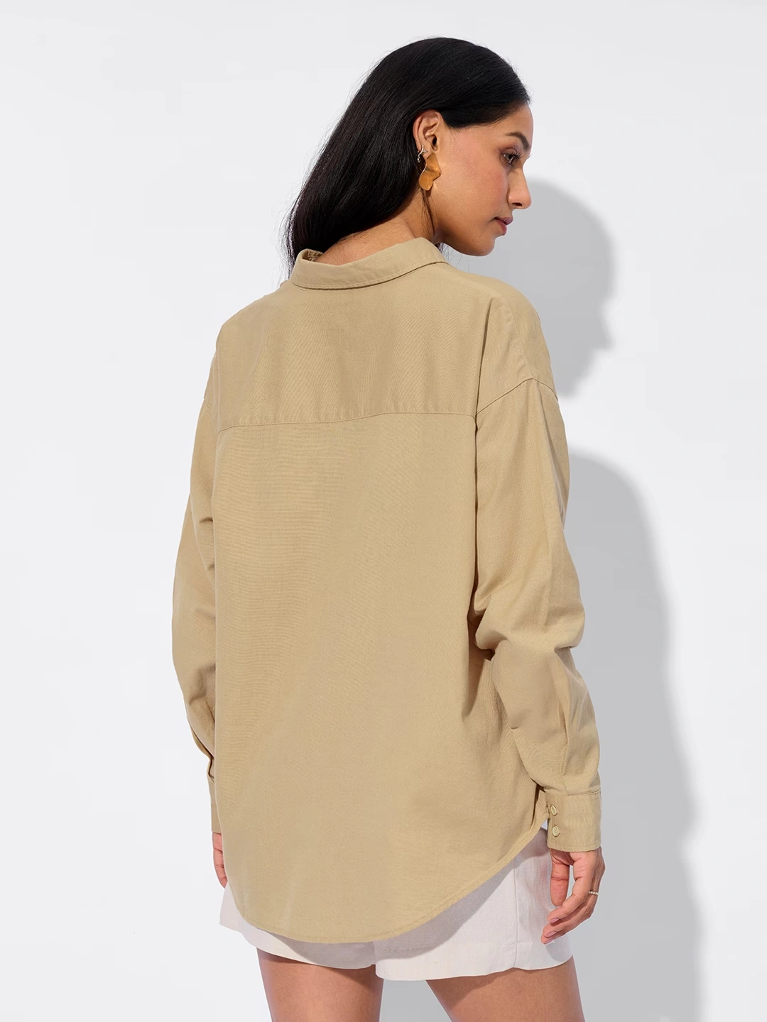 Cotton Linen Shirt: Almondine 4 Cotton Linen Shirt: Almondine