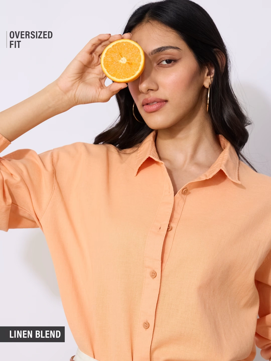Cotton Linen Shirt: Apricot