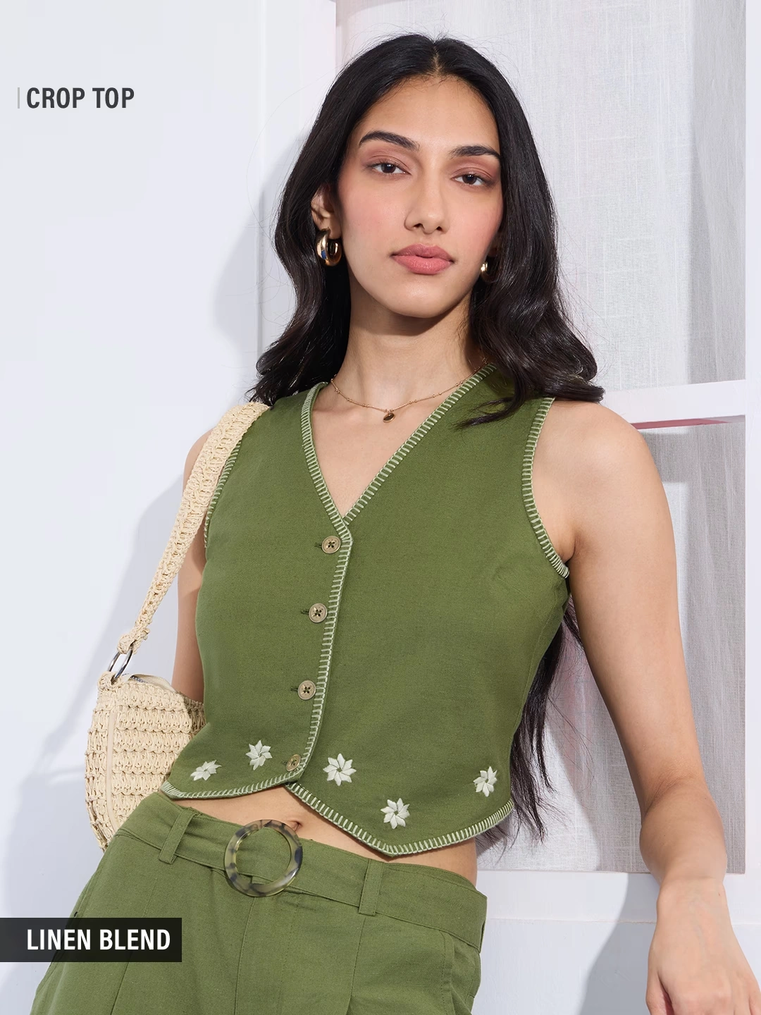 Foliage Cotton Linen Vest