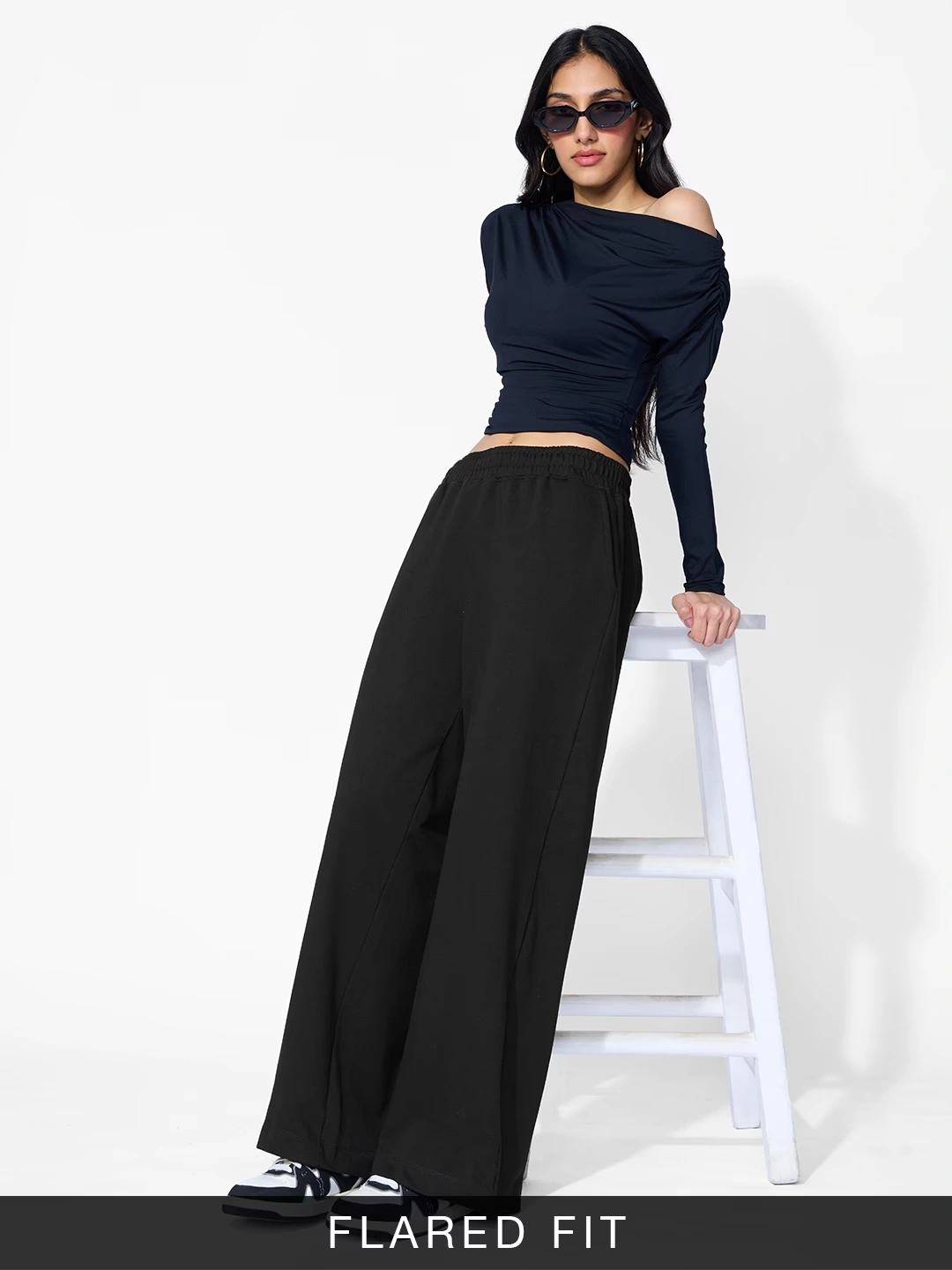 Flared Joggers: Inky Black