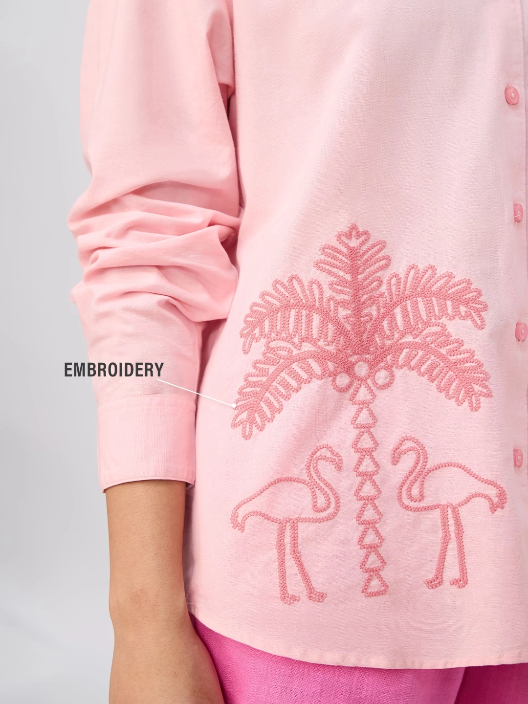 Cotton Linen Shirt: Flamingo