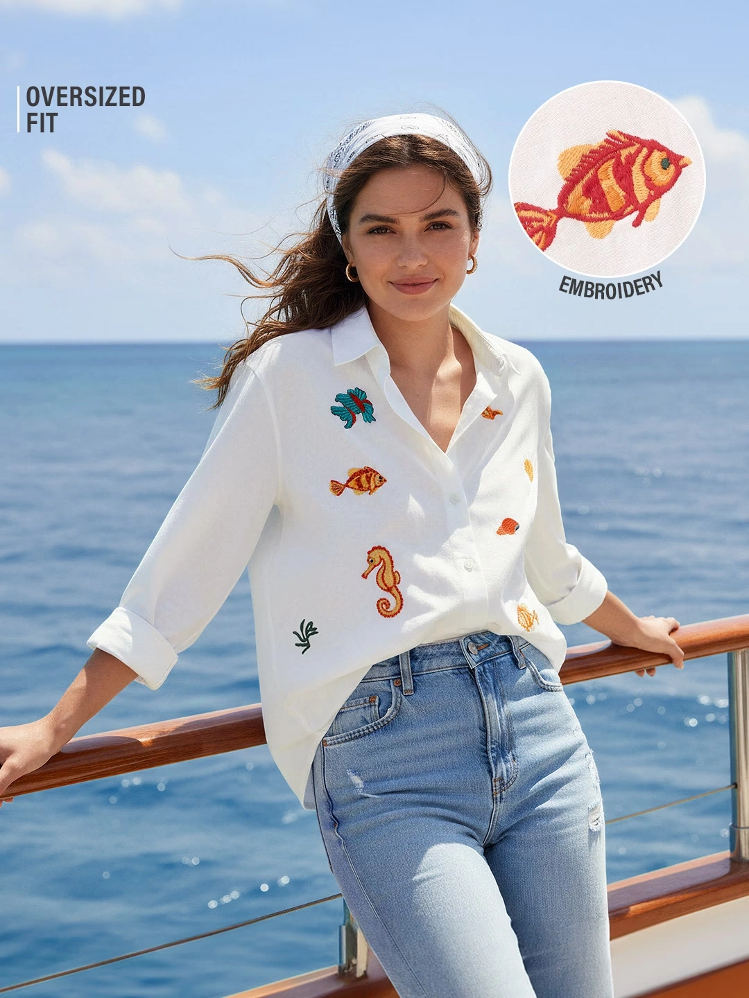 Cotton Linen Shirt: Sea-Life