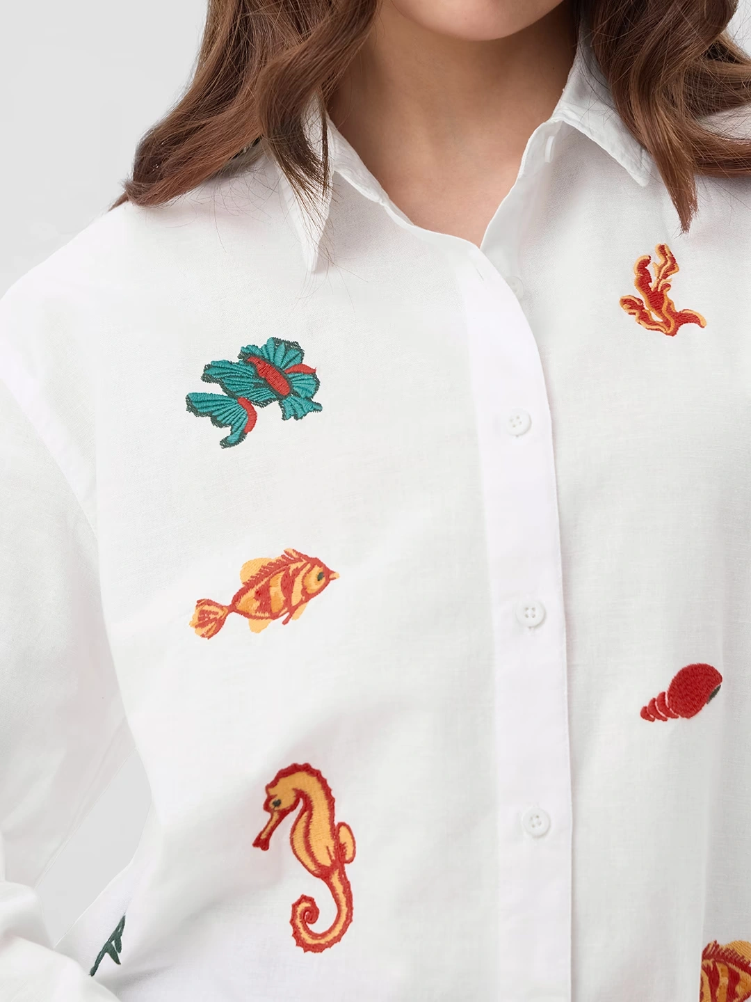 Cotton Linen Shirt: Sea-Life
