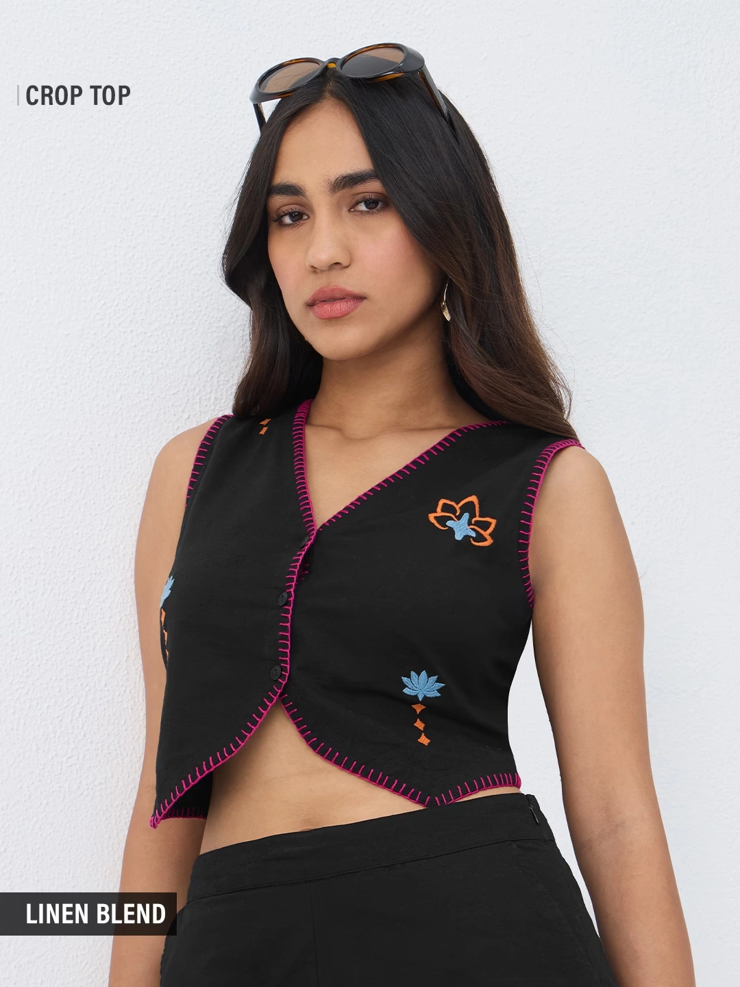 Cotton Linen Vest: Dark Void