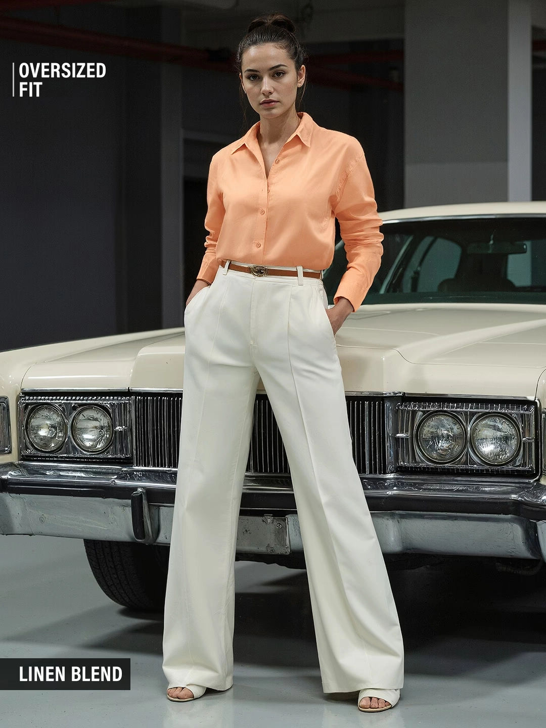 Cotton Linen Shirt: Apricot