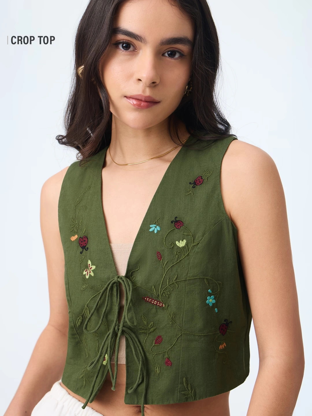 Cropped Vest: Vines