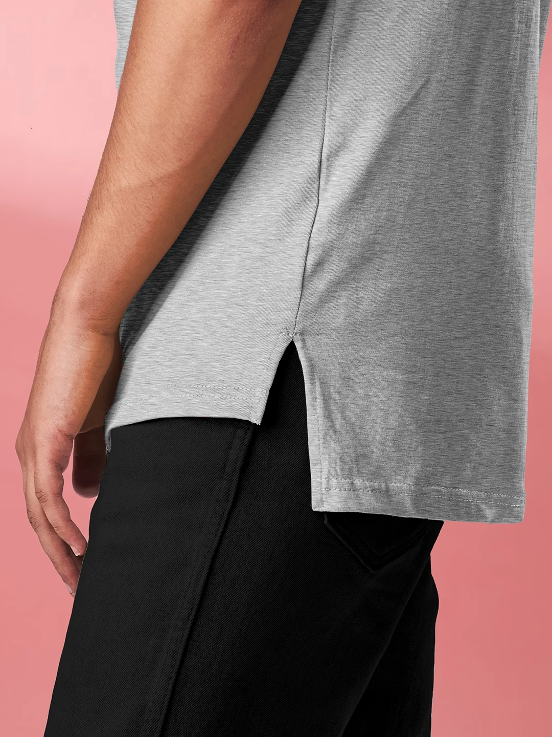 Solids Step Hem T-shirt: Grey Melange 3 Solids Step Hem T-shirt: Grey Melange