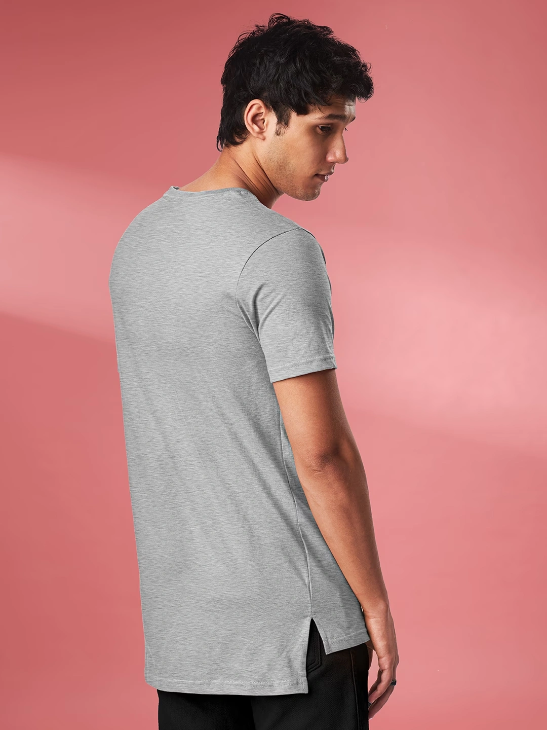 Solids Step Hem T-shirt: Grey Melange 5 Solids Step Hem T-shirt: Grey Melange